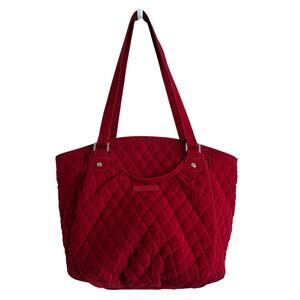 Vera Bradley Cardinal Red Microfiber Glenna Large Double Strap Shoulder Bag